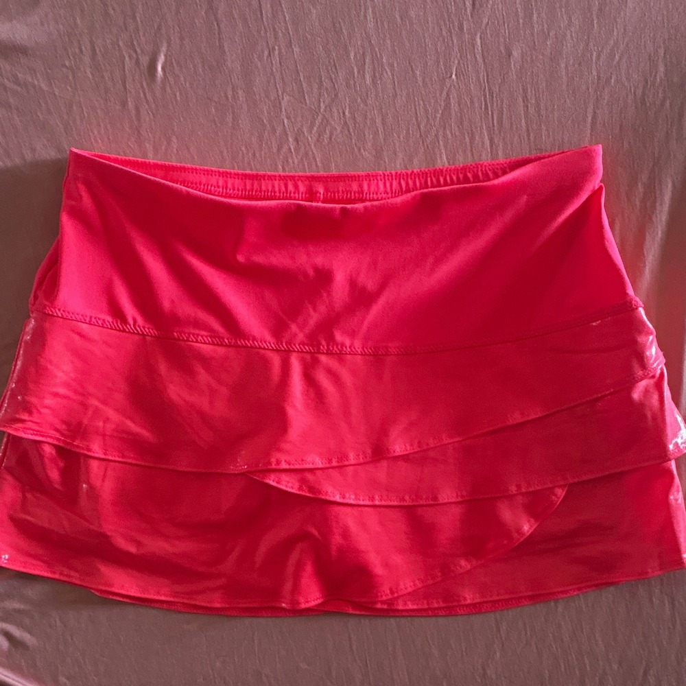 Lucky in Love Girls Pink Tiered Ruffle Tennis Skort Stretch Pull-On M 8-10